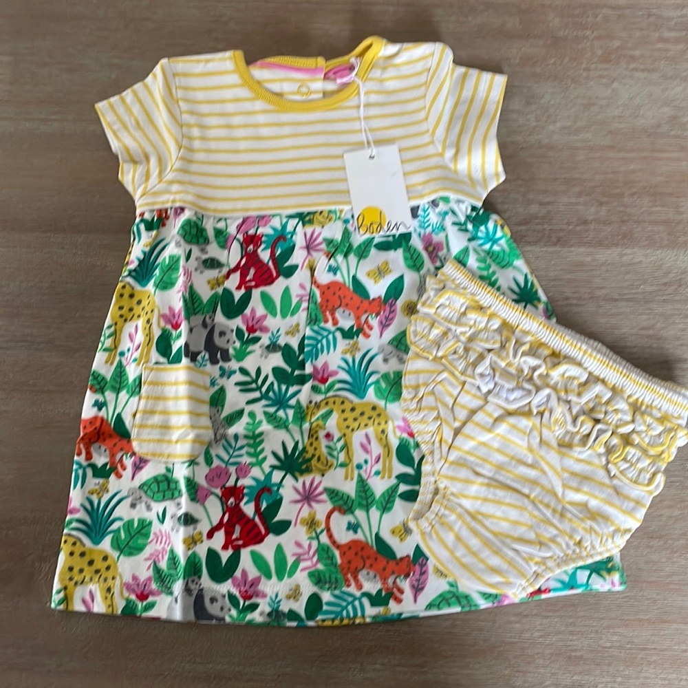 baby boden | dress + bloomers | 6-9 mo | jungle print